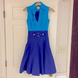 Flirty aqua and cobalt dress